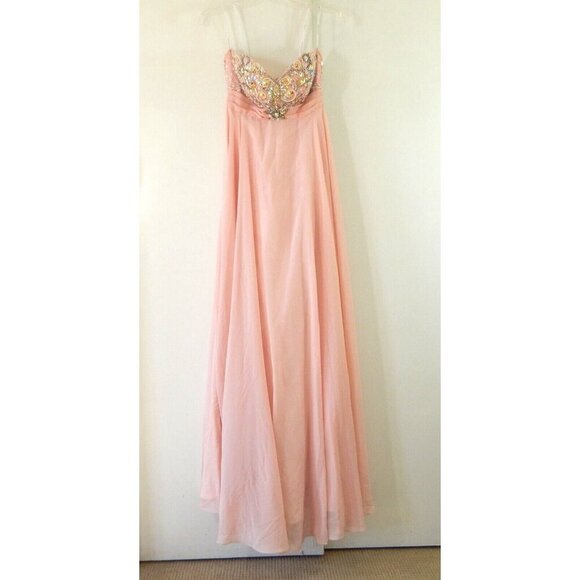Alyce Paris Dresses & Skirts - ALYCE PARIS dress strapless formal prom beaded chiffon full length pink 2